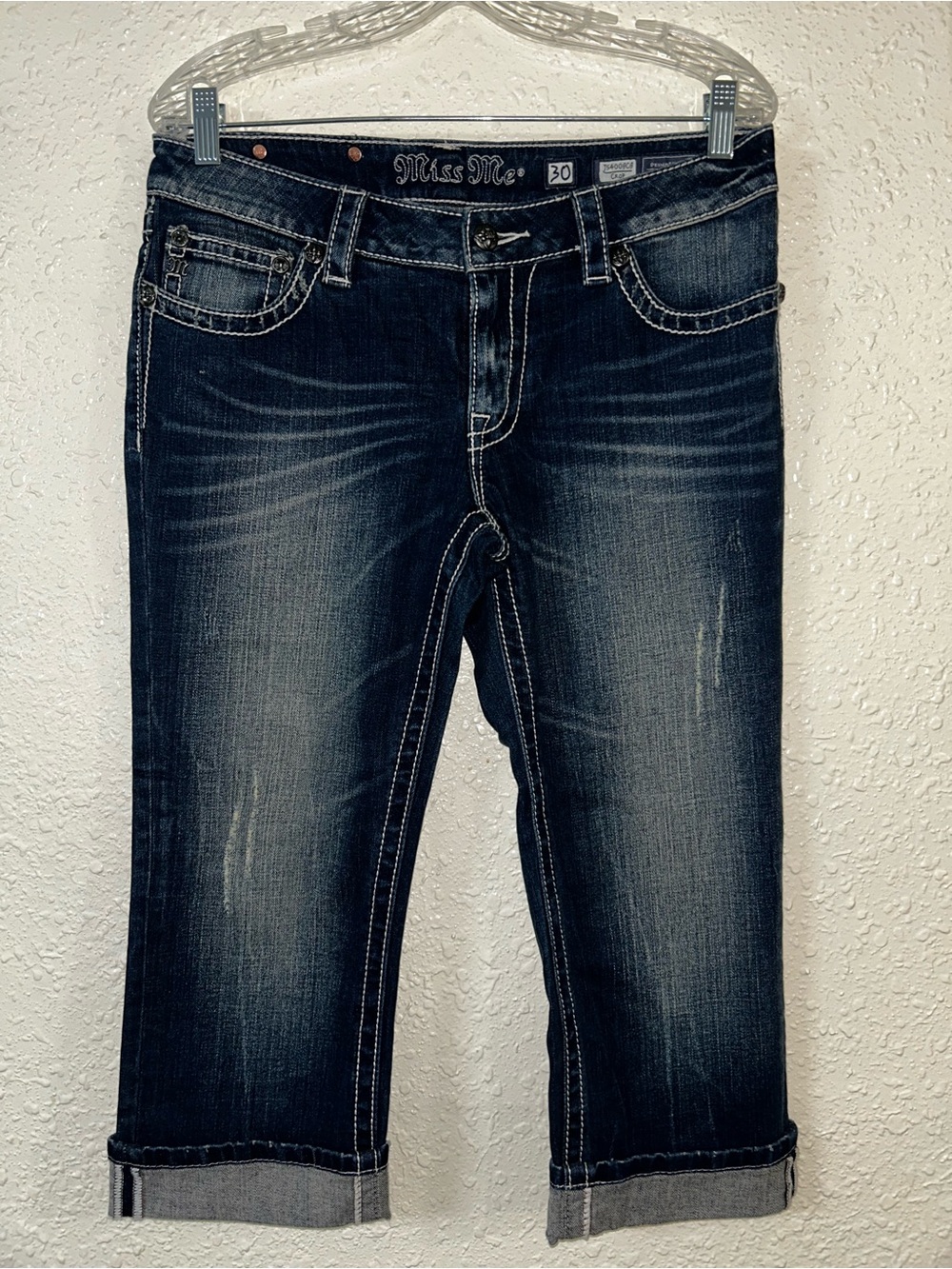 Miss Me Indigo Capri Jeans with Contrast Stitching